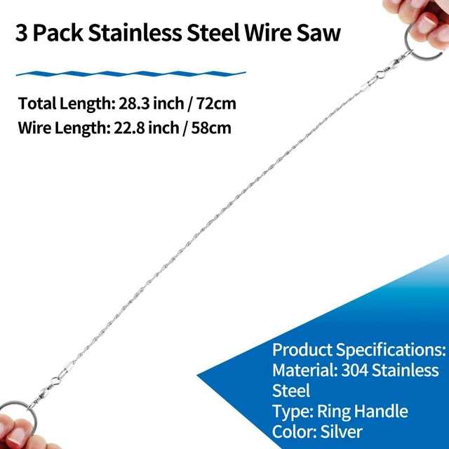 Alt view image 5 of 7 - Bivethoi 3 Pack Stainless Steel Wire Saw, Ring Handle | Emergency Saw Kit, Camping & Backpacking, Cable Cutting String Bone Rope Saw, Wood Cutting for Hiking Hunting