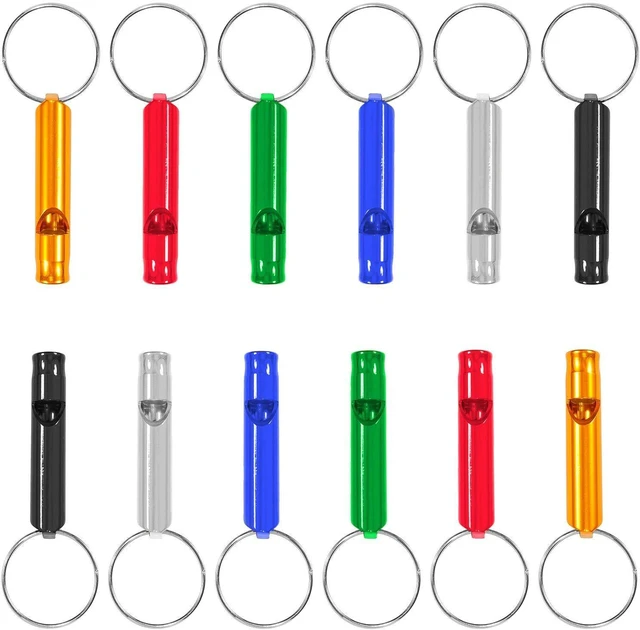 Main image of of 12 Extra Loud Whistles for Camping Hiking Hunting Outdoors Sports and Emergency Situations, Sturdy but Light Aluminium Key Chain Signals