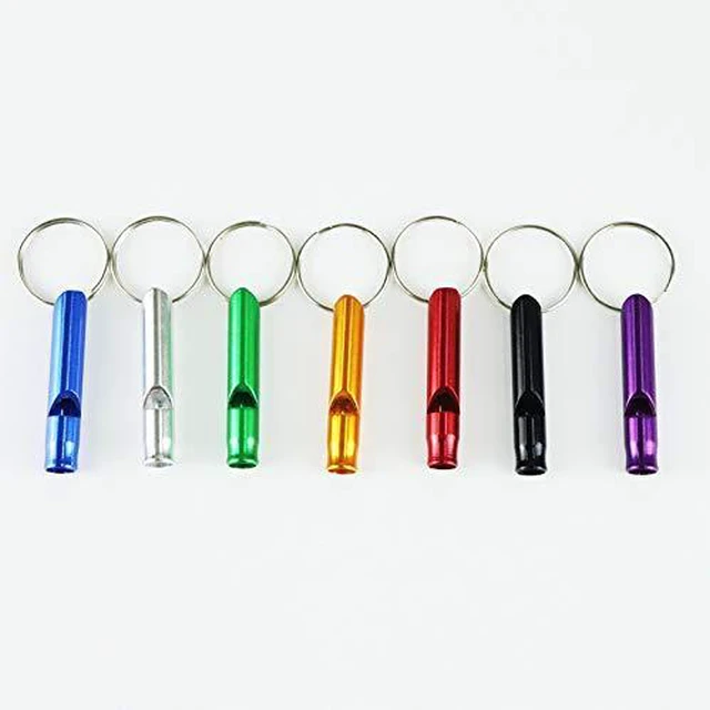 Alt view image 4 of 5 - of 12 Extra Loud Whistles for Camping Hiking Hunting Outdoors Sports and Emergency Situations, Sturdy but Light Aluminium Key Chain Signals