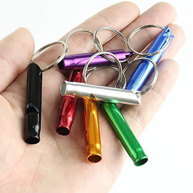 Alt view image 5 of 5 - of 12 Extra Loud Whistles for Camping Hiking Hunting Outdoors Sports and Emergency Situations, Sturdy but Light Aluminium Key Chain Signals