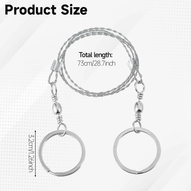 Alt view image 2 of 7 - Stainless Steel Wire Saw, Heavy Duty Emergency Steel Wire-Saws, Camping Wire-Saws, Pocket String, Travel Chainsaw, 28.7 Inch Livestocks Horn Maintenance Wire Saw, Cutting Tool for Farm, Wood, Camping