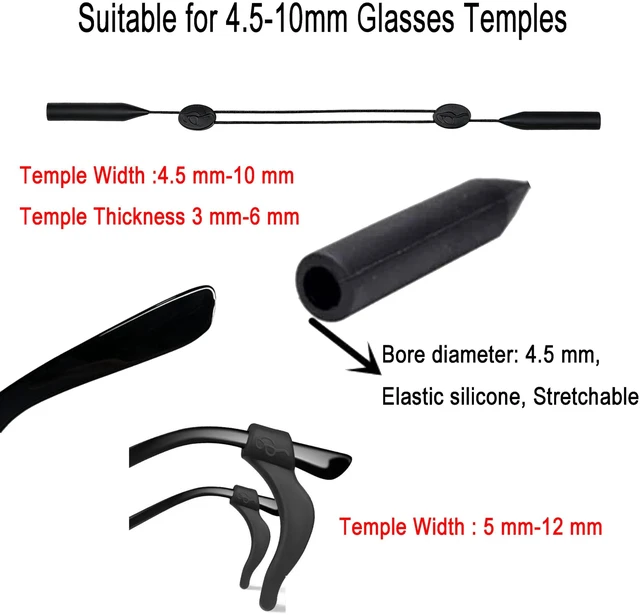 Alt view image 3 of 6 - RIAYVIL Adjustable Glasses Strap Anti Slip Ear Hooks, Soft Eyeglass Temple Covers, Sports Sunglasses Neck Lanyard Retainer, Non-Slip Eyewear Holder for Running Cycling Outdoor Daily Use(2 Set)