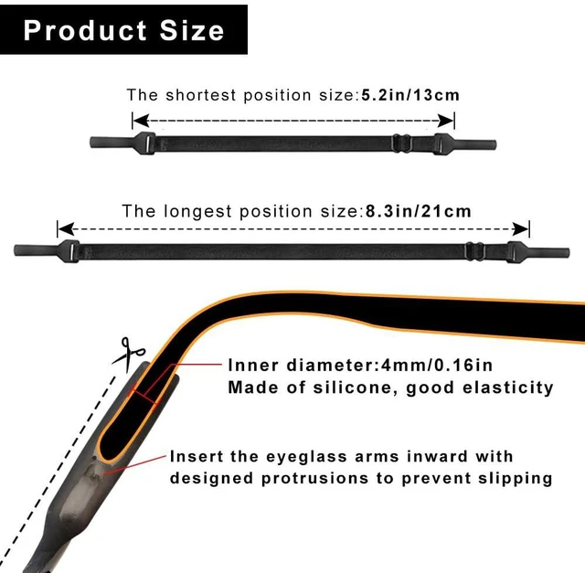 Alt view image 2 of 7 - SMLBJUTE 5 Pcs Adjustable Eyeglass Straps Anti-Slip No Tail Eyewear String Lanyard Retainers Sunglasses Eyeglasses Holder Lanyard (Pastel Violet)