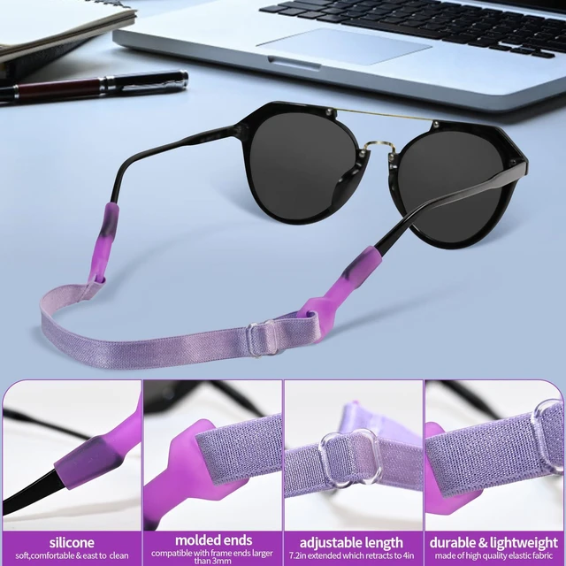 Alt view image 3 of 7 - SMLBJUTE 5 Pcs Adjustable Eyeglass Straps Anti-Slip No Tail Eyewear String Lanyard Retainers Sunglasses Eyeglasses Holder Lanyard (Pastel Violet)