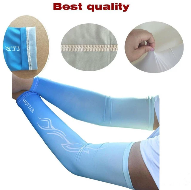Alt view image 3 of 6 - Sun Sleeves Cool Ice Long Large Arm Sleeves Uv Protection Youth&Adult Men&Women Outdoor Sports Golf Cycling Driving Gardening Fishing Running SPF50+ 1Pair Black M