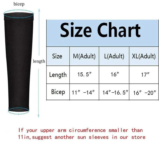 Alt view image 4 of 6 - Sun Sleeves Cool Ice Long Large Arm Sleeves Uv Protection Youth&Adult Men&Women Outdoor Sports Golf Cycling Driving Gardening Fishing Running SPF50+ 1Pair Black M