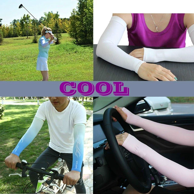 Alt view image 5 of 6 - Sun Sleeves Cool Ice Long Large Arm Sleeves Uv Protection Youth&Adult Men&Women Outdoor Sports Golf Cycling Driving Gardening Fishing Running SPF50+ 1Pair Black M