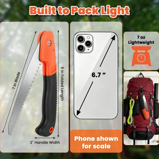 Alt view image 2 of 7 - Saw for Wood Cutting Foding Pruning Saw Branch Cutter for Tree 7 Inch | High Carbon 7 TPI Triple-Edged Teeth, Lockable Easy Carry Non-Slip Ergonomic Handle for Camping Gardening Work, Hiking