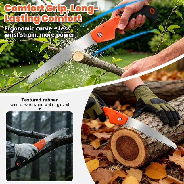 Alt view image 5 of 7 - Saw for Wood Cutting Foding Pruning Saw Branch Cutter for Tree 7 Inch | High Carbon 7 TPI Triple-Edged Teeth, Lockable Easy Carry Non-Slip Ergonomic Handle for Camping Gardening Work, Hiking