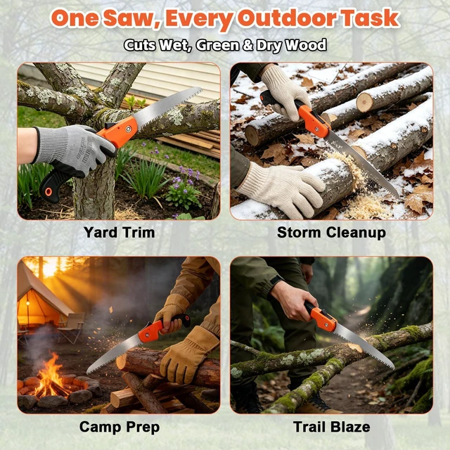 Alt view image 6 of 7 - Saw for Wood Cutting Foding Pruning Saw Branch Cutter for Tree 7 Inch | High Carbon 7 TPI Triple-Edged Teeth, Lockable Easy Carry Non-Slip Ergonomic Handle for Camping Gardening Work, Hiking