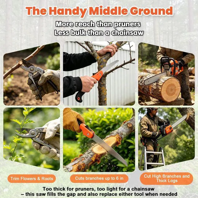 Alt view image 7 of 7 - Saw for Wood Cutting Foding Pruning Saw Branch Cutter for Tree 7 Inch | High Carbon 7 TPI Triple-Edged Teeth, Lockable Easy Carry Non-Slip Ergonomic Handle for Camping Gardening Work, Hiking