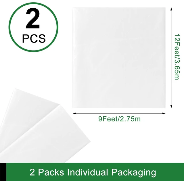 Alt view image 2 of 6 - 2-Pack 9x12 ft Painter Plastic Drop Cloths Sheet,Waterproof Anti-dust Cover, Disposable Tarp for Painting for Couch/Furniture Cover
