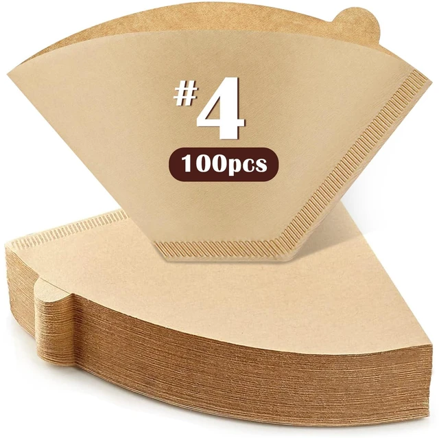 Main image of 100 Count #4 Cone Coffee Filters 8-12 Cup, Natural Coffee Filters | Coffee Filters 4 Cone Paper fits for Pour Over and Drip Coffee Maker, Unbleached, Chlorine Free