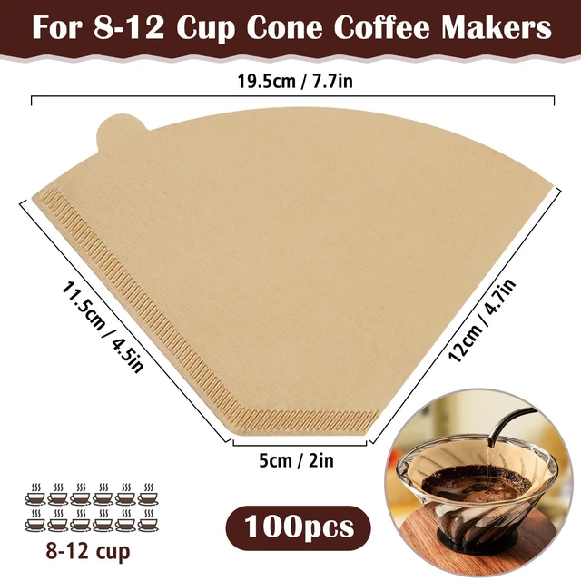 Alt view image 2 of 7 - 100 Count #4 Cone Coffee Filters 8-12 Cup, Natural Coffee Filters | Coffee Filters 4 Cone Paper fits for Pour Over and Drip Coffee Maker, Unbleached, Chlorine Free