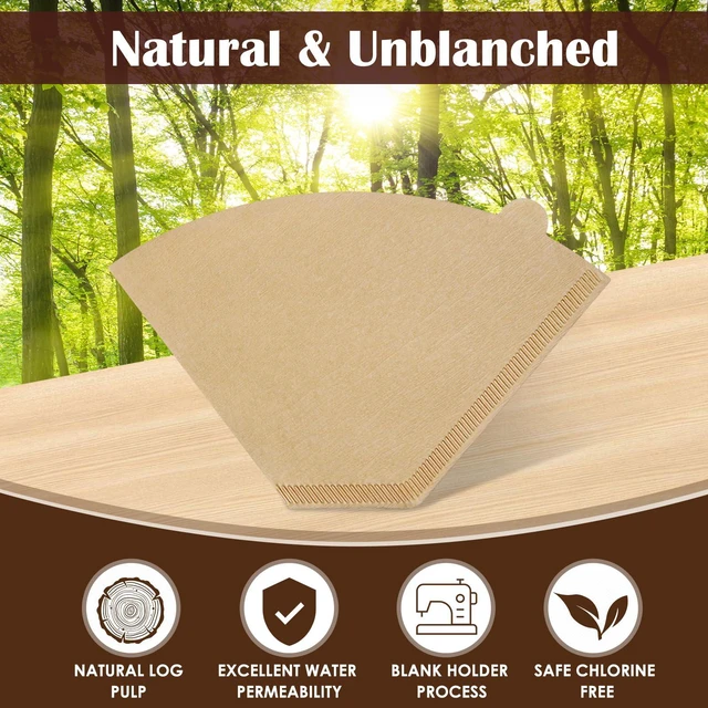 Alt view image 4 of 7 - 100 Count #4 Cone Coffee Filters 8-12 Cup, Natural Coffee Filters | Coffee Filters 4 Cone Paper fits for Pour Over and Drip Coffee Maker, Unbleached, Chlorine Free