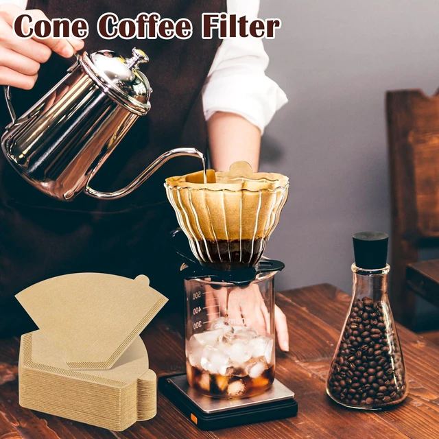 Alt view image 7 of 7 - 100 Count #4 Cone Coffee Filters 8-12 Cup, Natural Coffee Filters | Coffee Filters 4 Cone Paper fits for Pour Over and Drip Coffee Maker, Unbleached, Chlorine Free