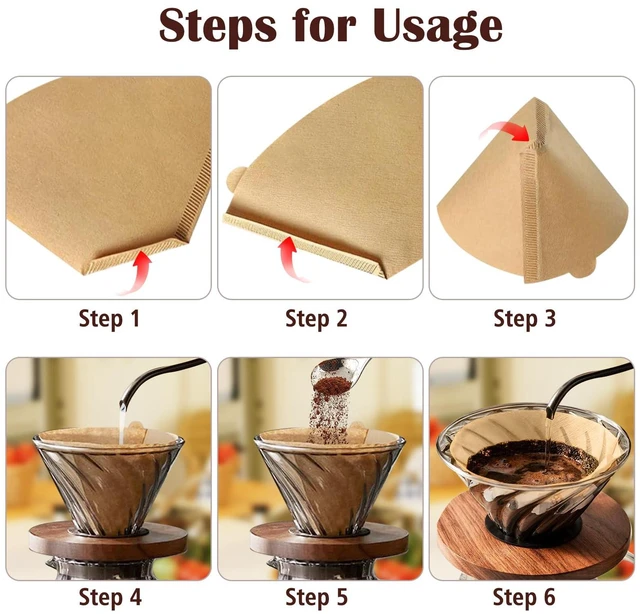 Alt view image 5 of 7 - 100 Count #4 Cone Coffee Filters 8-12 Cup, Natural Coffee Filters | Coffee Filters 4 Cone Paper fits for Pour Over and Drip Coffee Maker, Unbleached, Chlorine Free