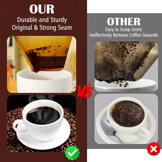 Alt view image 6 of 7 - 100 Count #4 Cone Coffee Filters 8-12 Cup, Natural Coffee Filters | Coffee Filters 4 Cone Paper fits for Pour Over and Drip Coffee Maker, Unbleached, Chlorine Free