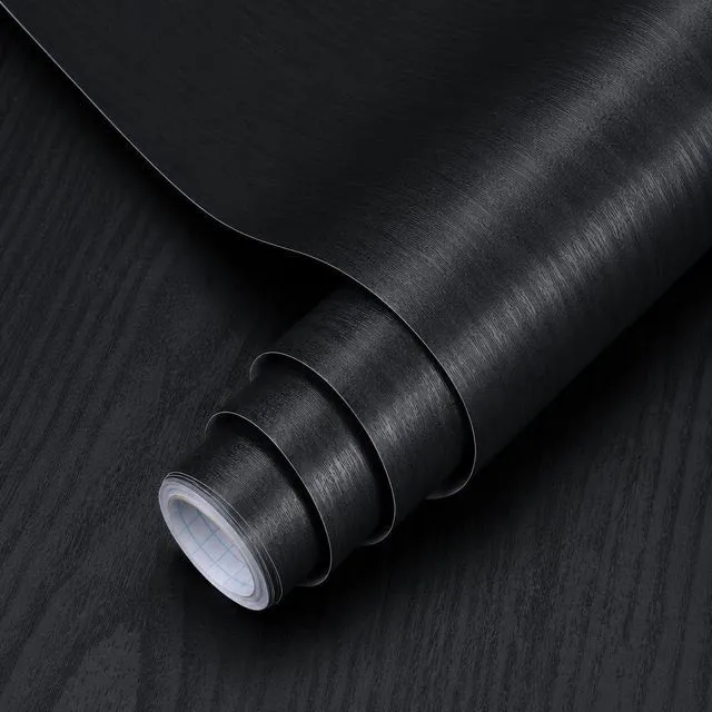 Main image of NVRZQWD Black Wood Grain Peel and Stick Wallpaper Waterproof Thick Vinyl Contact Paper Removable Self Adhesive Wallpaper for Cabinets Countertops Furniture Shelves Walls Easy to Clean 17.7" × 118"