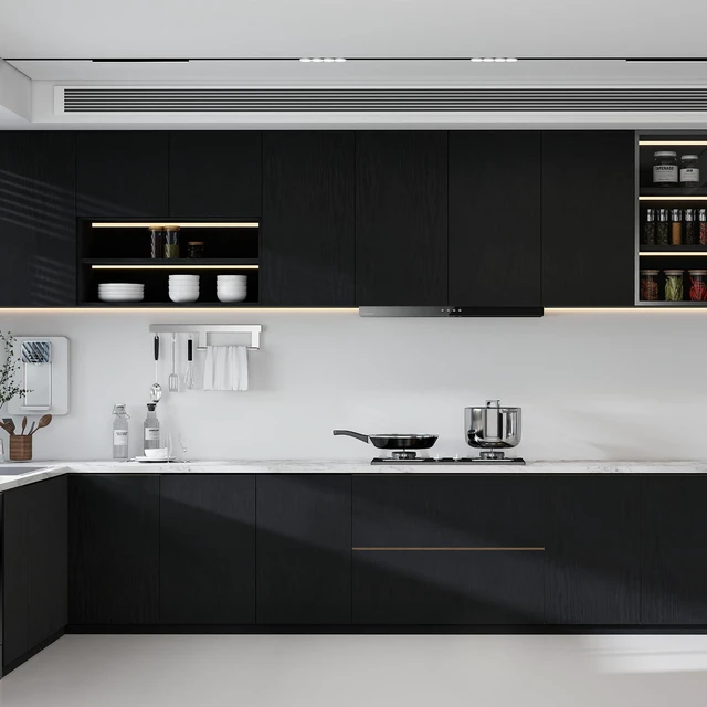 Alt view image 5 of 7 - NVRZQWD Black Wood Grain Peel and Stick Wallpaper Waterproof Thick Vinyl Contact Paper Removable Self Adhesive Wallpaper for Cabinets Countertops Furniture Shelves Walls Easy to Clean 17.7" × 118"
