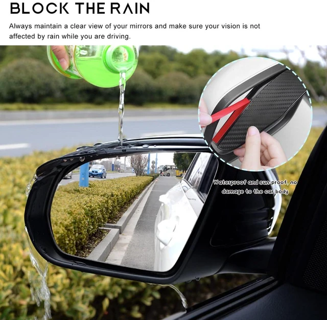 Alt view image 4 of 6 - NYTKL 2 PCS Mirror Rain Visor Eyebrow, Rainproof PVC Side Mirror Guards Visor Eyebrow Protector, Auto Exterior Carbon Fiber Rearview Mirrors Rain Cover for Car Truck SUV (Black)