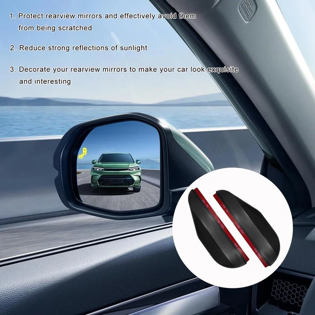 Alt view image 6 of 6 - NYTKL 2 PCS Mirror Rain Visor Eyebrow, Rainproof PVC Side Mirror Guards Visor Eyebrow Protector, Auto Exterior Carbon Fiber Rearview Mirrors Rain Cover for Car Truck SUV (Black)