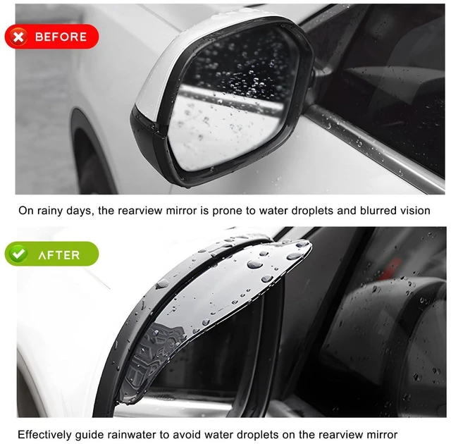 Alt view image 5 of 6 - NYTKL 2 PCS Mirror Rain Visor Eyebrow, Rainproof PVC Side Mirror Guards Visor Eyebrow Protector, Auto Exterior Carbon Fiber Rearview Mirrors Rain Cover for Car Truck SUV (Black)