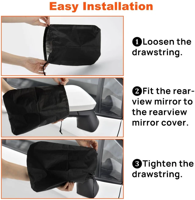 Alt view image 4 of 5 - PSLER Universal Side Mirror Covers - 2 PCS Car Side Mirror Cover Rearview Mirror Cover Side View Mirror Cover Snow Ice Winter Waterproof Car Exterior Accessory