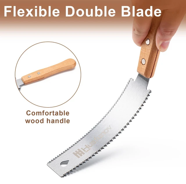 Alt view image 3 of 6 - Japanese Hand Saw, 6 Inch Pull Saw with Double Edges of 11/17 TPI | SK5 Flexible Blade Handle Wood Saw for Woodworking Tools