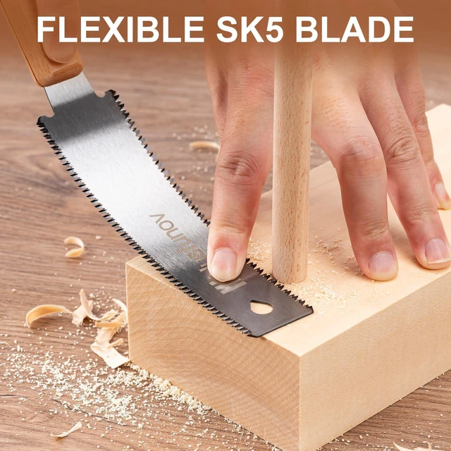 Alt view image 5 of 6 - Japanese Hand Saw, 6 Inch Pull Saw with Double Edges of 11/17 TPI | SK5 Flexible Blade Handle Wood Saw for Woodworking Tools