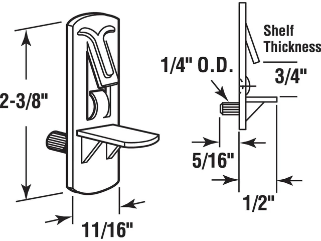 Alt view image 2 of 6 - U 9398N Self-Locking Shelf Support Pegs, 1/4 In. x 3/4 In. | Plastic, 4 Pack
