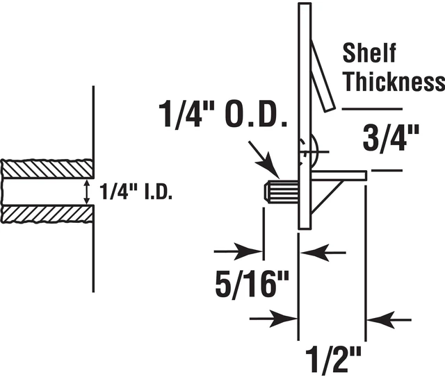 Alt view image 4 of 6 - U 9398N Self-Locking Shelf Support Pegs, 1/4 In. x 3/4 In. | Plastic, 4 Pack