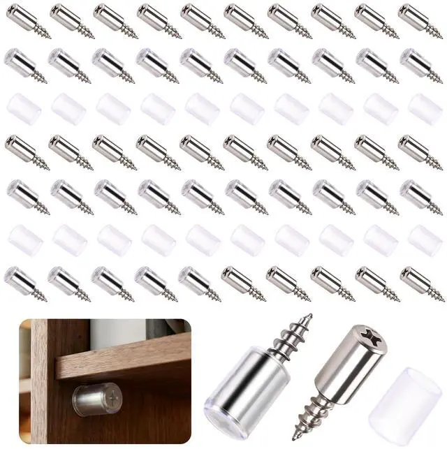 Main image of 50 Pcs Cabinet Shelf Support Pegs, Self-Tapping Screws & Non-Slip Sleeves | Sturdy Laminate Fixed Support Pins, Perfect for Cabinets, Bookcases, Wardrobes and Furniture Shelves