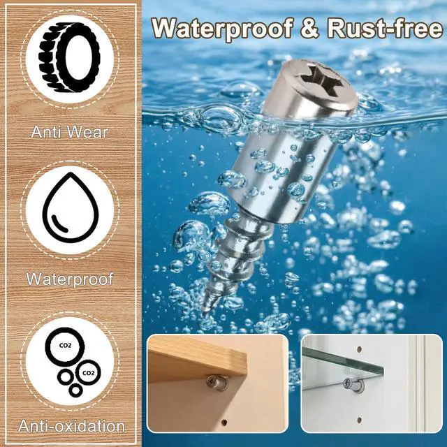 Alt view image 3 of 7 - 50 Pcs Cabinet Shelf Support Pegs, Self-Tapping Screws & Non-Slip Sleeves | Sturdy Laminate Fixed Support Pins, Perfect for Cabinets, Bookcases, Wardrobes and Furniture Shelves