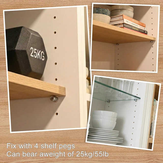 Alt view image 4 of 7 - 50 Pcs Cabinet Shelf Support Pegs, Self-Tapping Screws & Non-Slip Sleeves | Sturdy Laminate Fixed Support Pins, Perfect for Cabinets, Bookcases, Wardrobes and Furniture Shelves