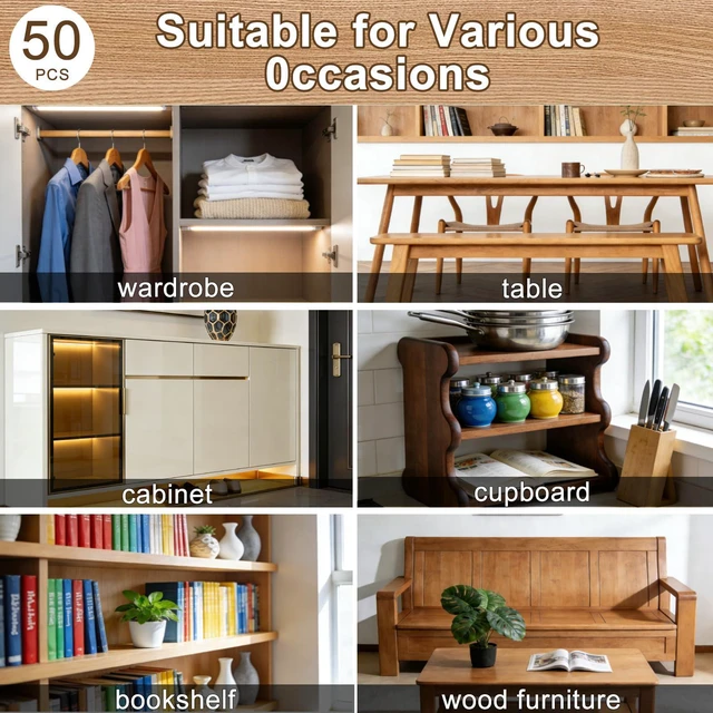 Alt view image 7 of 7 - 50 Pcs Cabinet Shelf Support Pegs, Self-Tapping Screws & Non-Slip Sleeves | Sturdy Laminate Fixed Support Pins, Perfect for Cabinets, Bookcases, Wardrobes and Furniture Shelves