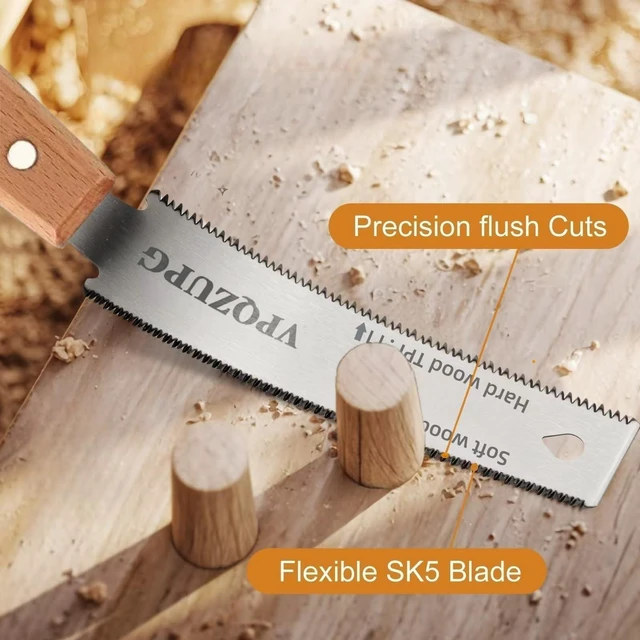 Alt view image 4 of 6 - Japanese Pull Saw 6 Inch, SK5 Double Edge 14/17 TPI Saw for Woodworking | SK5 blade with 14/17 TPI double edges supports controlled pull cuts for trimming, joinery, DIY and detail woodworking.