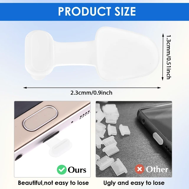 Alt view image 3 of 7 - Amabro 4PCS Type C Port Dust Plug, USB C Dust Cap Anti-Dust Charging Port Plug Silicone Dust Protector Anti Dust Plug Cover Anti-Lost Protective Case Compatible with Laptop Smartphone (Transparent)