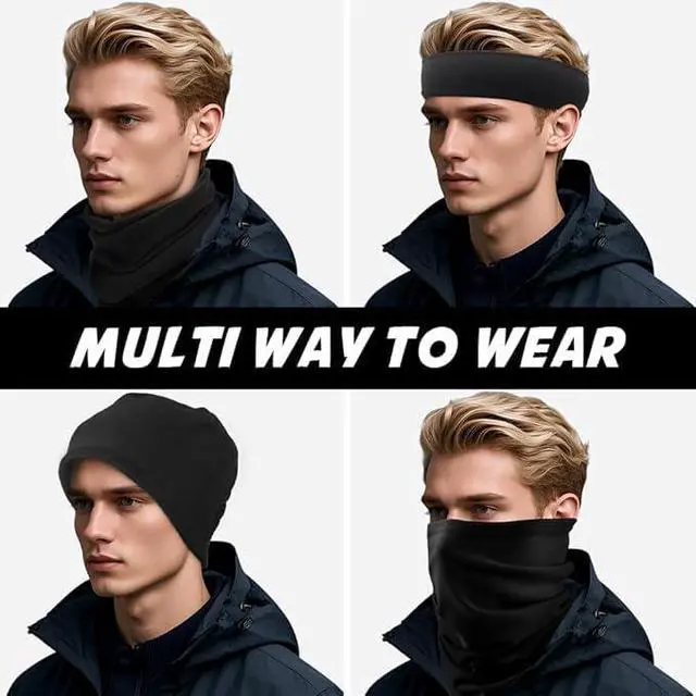 Alt view image 5 of 7 - Showvigor 2 Pack Winter Neck Gaiter for Men & Women, Windproof Fleece Face Mask Cover, Cold Weather Scarf for Skiing, Cycling, Hiking & Outdoor Sports