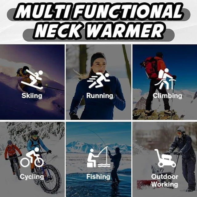 Alt view image 6 of 7 - Showvigor 2 Pack Winter Neck Gaiter for Men & Women, Windproof Fleece Face Mask Cover, Cold Weather Scarf for Skiing, Cycling, Hiking & Outdoor Sports