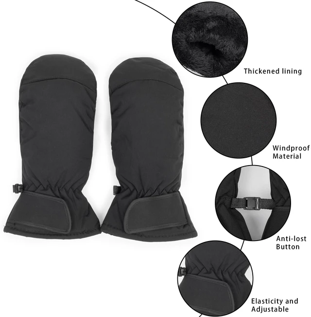 Alt view image 2 of 6 - OVOY Winter Ski-Gloves for Women Men - Outdoor Warm Waterproof Windproof Snowboarding Mittens for Cold Weather