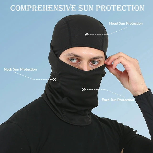 Alt view image 4 of 7 - Blue Ski Mask Balaclava Motorcycle Summer Shiesty Face Mask UV Protection | UPF 50+ Face Mask for Men Work, Women Full Head Cover, Lightweight Thin Breathable Mesh, Helmet Friendly, Skiing Snowboardin