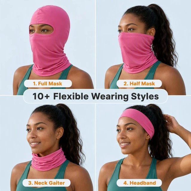 Alt view image 3 of 7 - Rose Red Balaclava Ski Mask, Windproof Sun Protection Hood Full Face Cover | Breathable stretchy, protects face and neck from wind UV dust, fits for skiing, snowboarding, fishing, motorcycling.