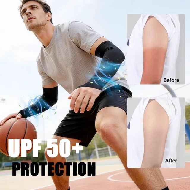 Alt view image 3 of 7 - PLumeLux Arm Sleeves UV Sun Protection Cooling Sports Compression Sleeves for Men & Women 4 Pairs