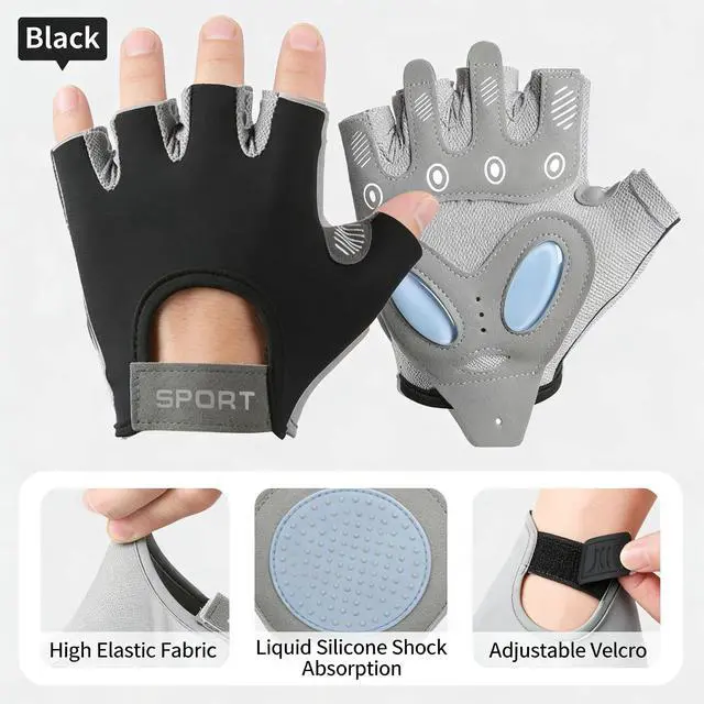 Alt view image 4 of 7 - NociHah Mens Womens Half Finger Cycling Gloves with Anti-Slip Silicone Gel Pad Breathable Mountain Bike Gloves for Road Cycling Training