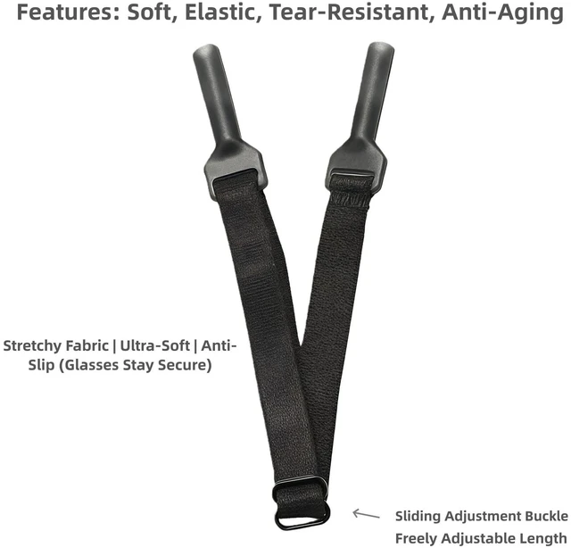 Alt view image 3 of 7 - Adjustable Glasses Strap, Elastic and Stretchable Lanyard Design, Suitable for Myopia Glasses, Sunglasses, Sports Glasses (1pcs black)