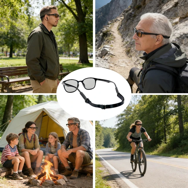 Alt view image 6 of 7 - Adjustable Glasses Strap, Elastic and Stretchable Lanyard Design, Suitable for Myopia Glasses, Sunglasses, Sports Glasses (1pcs black)