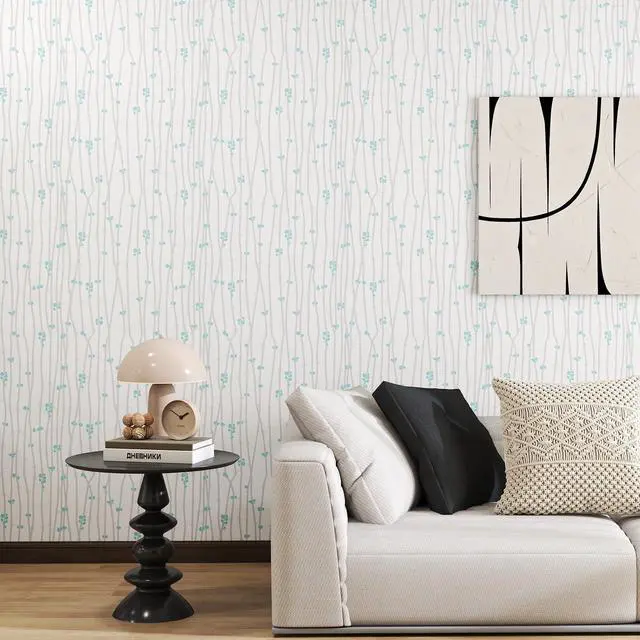 Alt view image 3 of 7 - Modern Peel and Stick Wallpaper 17.3" x 80" White Wall Paper Peel and Stick Boho Birch-Twig Stripe Contact Paper Removable Self Adhesive Wallpaper for Bathroom Bedroom Shelf Cabinet Decor Vinyl