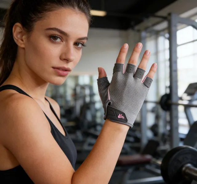 Alt view image 2 of 6 - Womens Workout-Cycling-Fingerless-Gloves Anti-Slip Breathable-Sport-Gloves | Unisex breathable mesh,padded palms adjustable wrist straps for cycling, gym training, climbing and outdoor sports