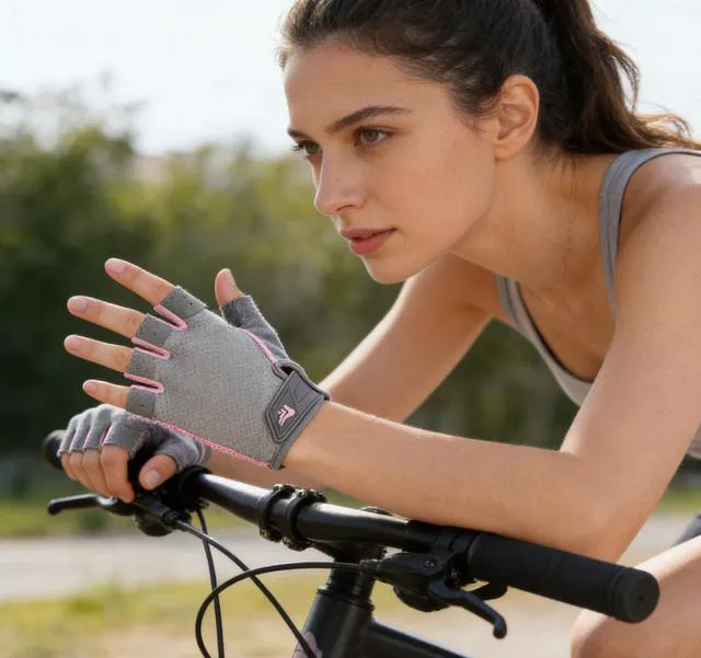 Alt view image 4 of 6 - Womens Workout-Cycling-Fingerless-Gloves Anti-Slip Breathable-Sport-Gloves | Unisex breathable mesh,padded palms adjustable wrist straps for cycling, gym training, climbing and outdoor sports